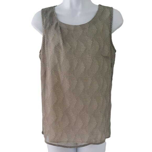 Gap Womens Career Sleeveless Top XS Beige Patterned Scoop Neck Asymmetrical - Picture 4 of 6